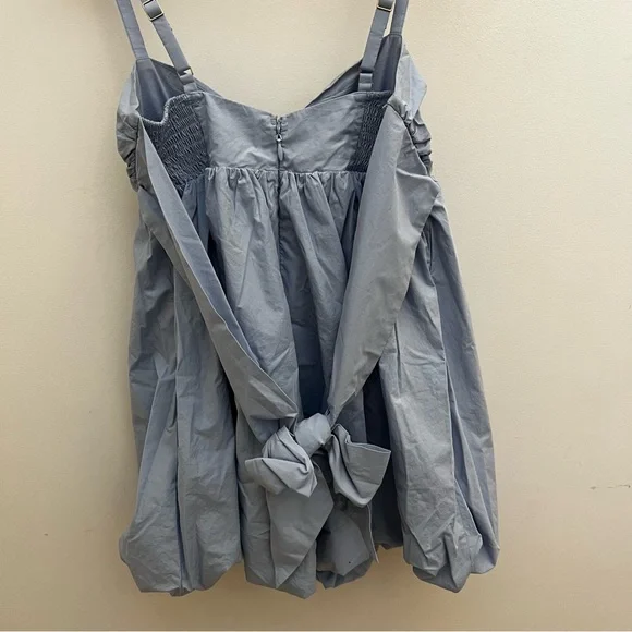 BNWT Abercrombie Pale Blue Mini Sleeveless Bubble Dress with Bow Detail M - Picture 5 of 5